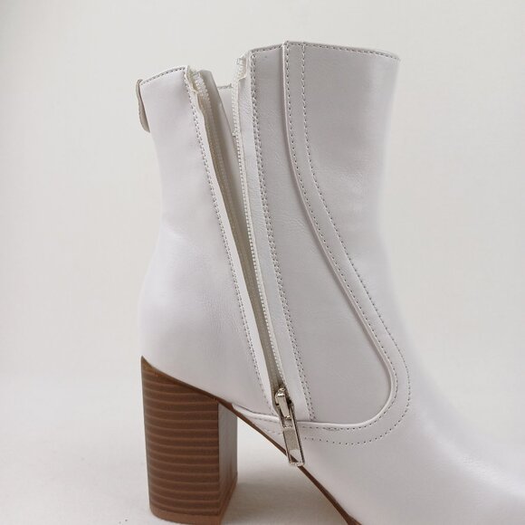 Faux Leather Square Toe Ankle Boots - Picture 6 of 15